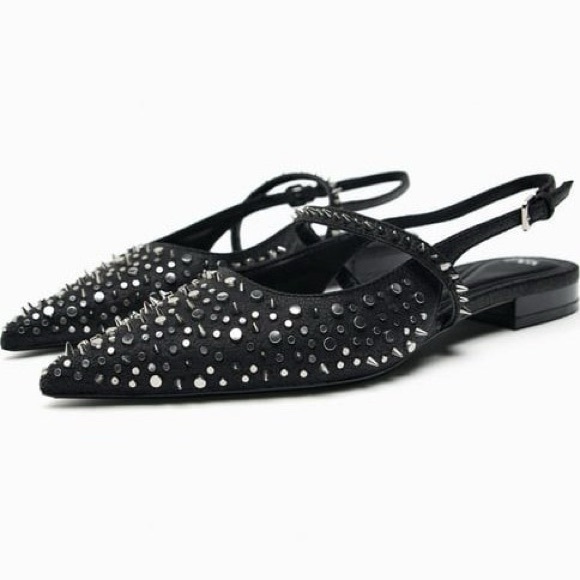 Zara Slingback studded low heel shoes - Picture 4 of 8